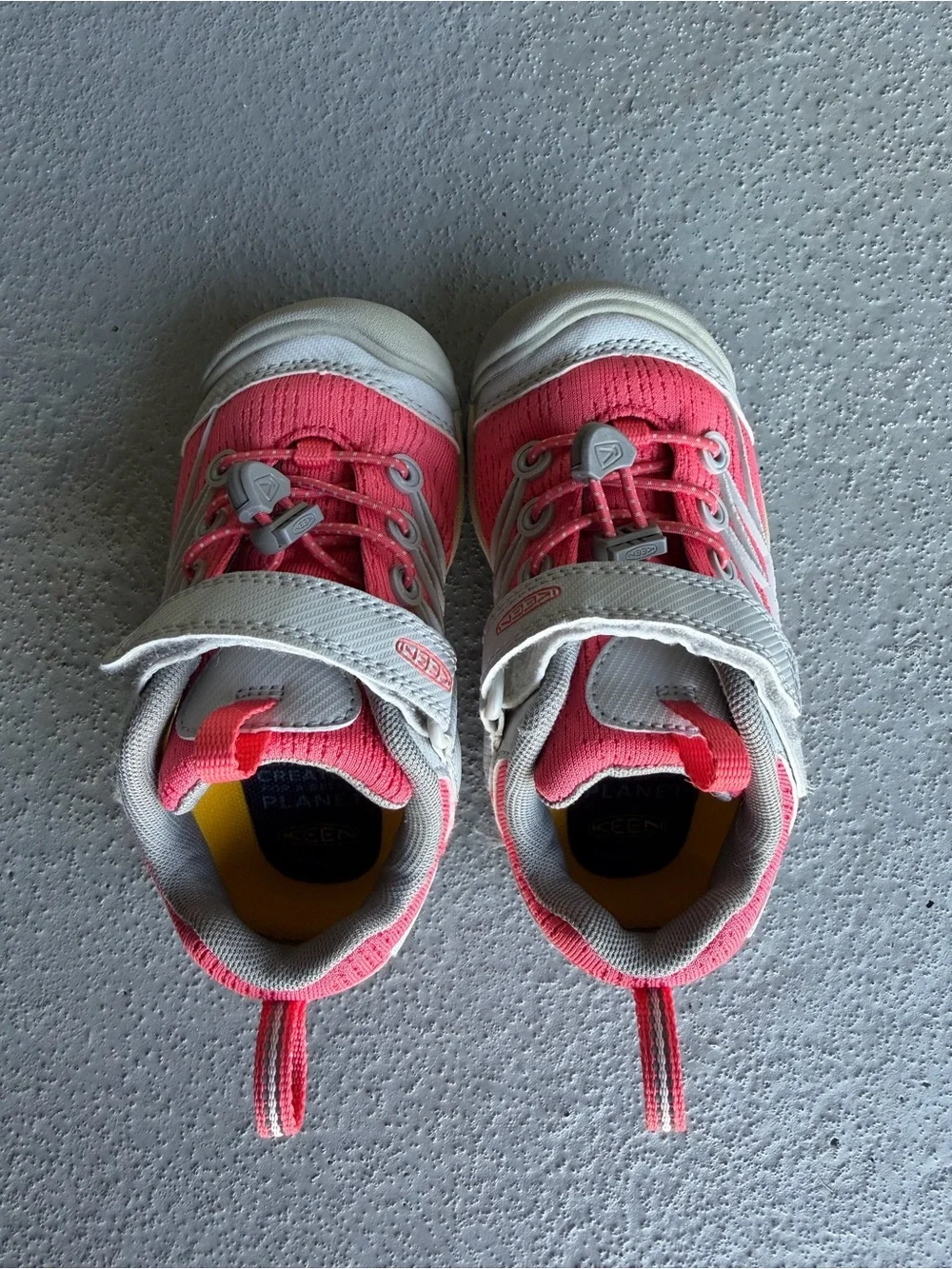 Keen Kids Coral Pink and Gray Hook-and-Loop Sneakers